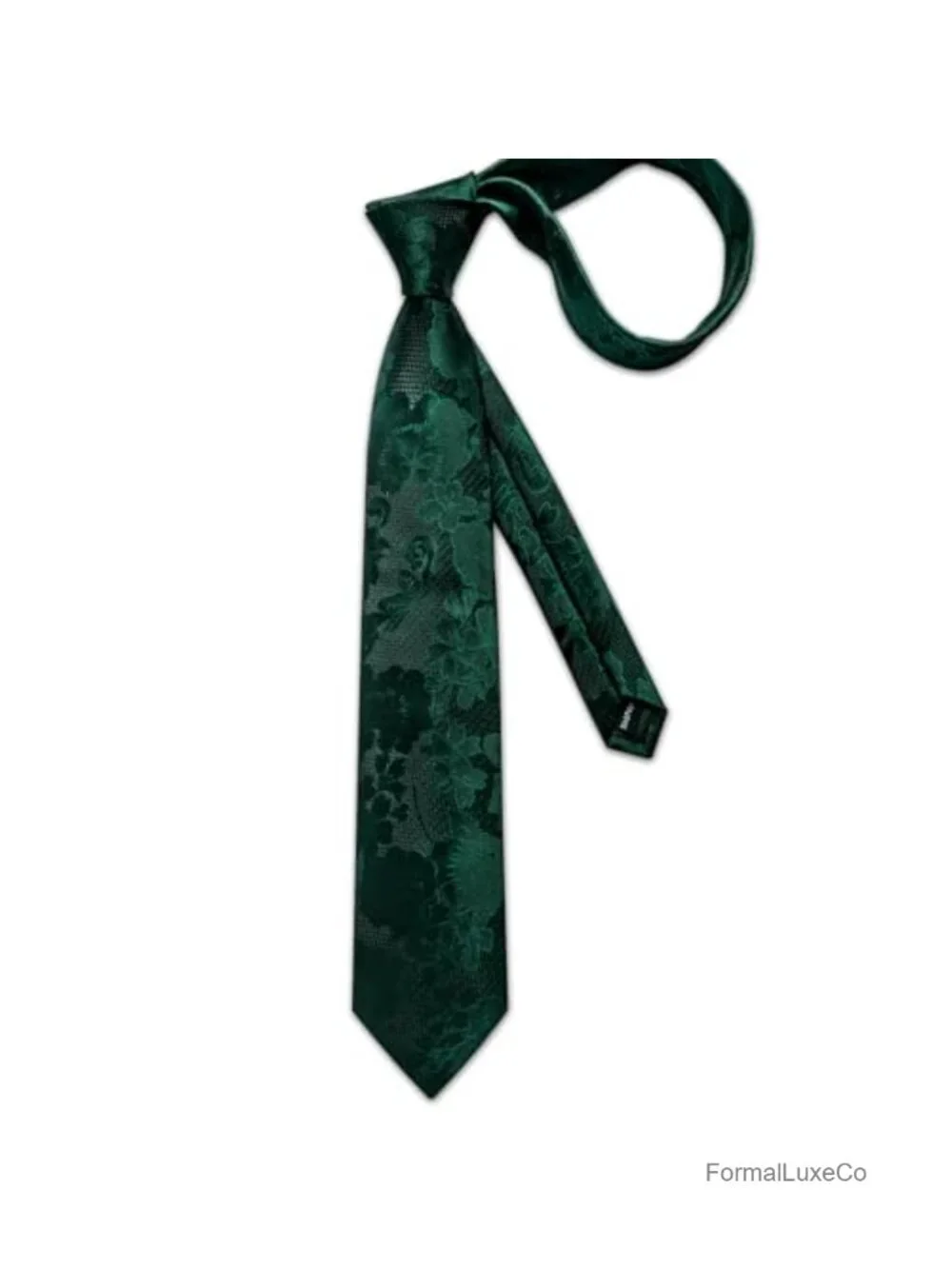 Silk Men's Necktie Floral Paisley Tie with Pocket Square Cufflinks Gift Set